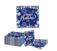 GlamRays 40 Pezzi Tovaglioli di Compleanno Blu e Argento Tema Tovaglioli di Carta USA e Getta per Cena Picnic Cocktail Festa di Compleanno Decorazioni per Uomo Donna(Blu)