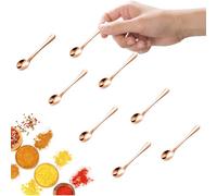 GlamRays 8 Pezzi Mini Cucchiaini in Acciaio Inox per Barattoli di Spezie, Mini Dimensione 7,5CM, Carini Piccoli Cucchiai in Acciaio Inox per Spezie, Sale, Mini Mestolini Divertenti (Oro Rosa)