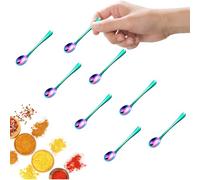 GlamRays 8 Pezzi Piccoli Cucchiai in Acciaio Inossidabile per Barattoli di Spezie, Mini Dimensioni 7,5CM, Simpatici Piccoli Cucchiai per Spezie, Sale, Piccole Palette Divertenti (Colorato)