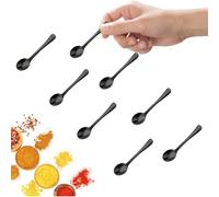 GlamRays 8 Pezzi Piccoli Cucchiai in Acciaio Inox per Barattoli Spezie, Mini Dimensione 7,5CM, Adorabili Piccoli Cucchiai Acciaio Inox per Spezie, Sale, Piccole Palettine Divertenti (Nero)