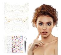 GlamRays 9 fogli Glitter Freckles tatuaggio facciale lentiggini glitter per il viso tatuaggio scintillio segni di colla oro argento gemme mezza magia segni di colla