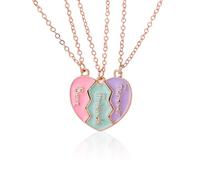 GlamRays BFF Collana per 3, Ciondolo a forma di cuore spezzato magnetico per il miglior amico per le donne Gioielli dell'amicizia Regalo