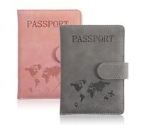 GlamRays Confezione da 2 porta passaporto per viaggi, passaporto, impermeabile, blocco RFID, porta passaporto con porta penna a sfera da viaggio