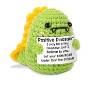 GlamRays Mini Ispirazionale Positivo Crochet Animali Dinosauro Emotivamente Incoraggiante Personale Sorella Fratello Regalo di Sostegno Dolce Dino Stuffer