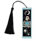 GlamRays Regali per Amanti dei Libri per Donne Segnalibri Natalizi Divertenti per Donne Uomini Segnalibri per tarocchi Scheletri Carte di tarocchi (Blu Chiaro)