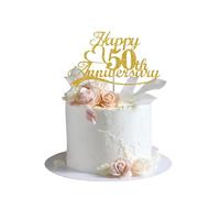 GlamRays Topper per Torta Anniversario 50 Anni Glitter Oro, Idee Decorazione Festa Anniversario, qualità Premium, Glitter Robusto su Entrambi i Lati