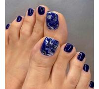 GlamRays Unghie Finte Blu Brillanti per Le Dita dei Piedi con Effetto Ombre, 24 Pezzi