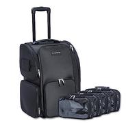 GlamSeries GlamRoller Trolley, valigia per trucco con 4 trousse, valigetta per make-up artist con scomparto con protezione termica, organizer per makeup artist, parrucchieri