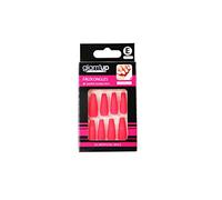 Glam'Up Paris - Unghie finte a forma di ballerina XL - False unghie, bara, n. 213, colore: Rosso fluo opaco