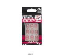Glam'Up Paris - Unghie finte - Copertura completa - facile da usare, 24 pezzi + adesivi double face, forma quadrata arrotondata, n. 245, rosa e glitter