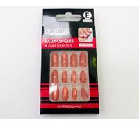 Glam'Up Paris - Unghie finte - Copertura completa - facile da usare, 24 unghie finte per scatola + adesivi double face, a forma di mandorla, n. 243, colore: rosso corallo