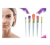 GLAMZA Set Pennelli Trucco 5 Pezzi Ispirato Unicorno (Fondotinta, Occhi e Viso)