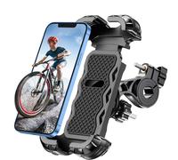 Glangeh Porta Cellulare Bici, Blocco di Sicurezza Antivibrante Porta Cellulare Moto, Supporto Telefono Bici 360° Rotabile Compatibile con iPhone 16 15 14 PRO, Galaxy, 4.7''-6.8" Smartphones, Nero