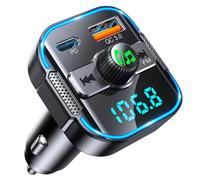 Glangeh Upgraded Car Bluetooth FM Transmitter, Wireless Radio Adapter with Hands-Free Calling & Dual USB Charger