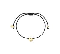 Glanzstücke München Bracciale da donna 925/- argento sterling oro giallo | Placcato oro giallo 14 carati, Braccialetto in tessuto, luna/stella, chiusura scorrevole, bracciale tessile nero