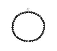 Glanzstücke München Bracciale da donna acciaio inossidabile | Bracciale con pietre preziose, agata, nero, sfaccettato, flessibile, senza chiusura