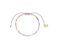 Glanzstücke München Bracciale da donna acciaio inossidabile oro giallo | Placcato oro giallo 14K, braccialetto in tessuto rosa, opale bianco/rosa sfaccettato, perla acqua dolce 2,5-3 mm, coulisse