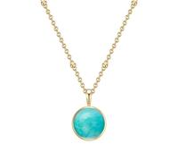 Glanzstücke München Collana da donna 925/- argento sterling oro giallo | placcato oro giallo 14 carati, catena ad ancora, amazzonite, verde, cabochon, chiusura a moschettone