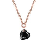 Glanzstücke München Collana da Donna in Argento Sterling 925/- Dorato oro rosa 14 caraticon Spinello Nero Cuore