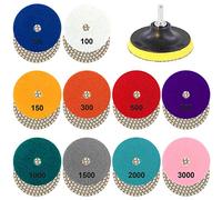 Glarks 10 dischetti da 10 dischetti da 50 a 3000 grit Wet Diamond lucidatura e gancio e disco di supporto da 10,2 cm con codolo da 0,6 cm per lucidatura granito, pietra, cemento, marmo, travertino