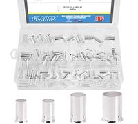 Glarks 100 pezzi AWG 4 2 1 2/0 Wire Copper Crimp Connector Silver Plated Non Insulated Ferrules Pin Cord End Terminal Assortment Kit