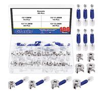 Glarks 100 pezzi di 4 misure 3 in 1 per mobili con kit assortito di tasselli, 15 x 13/15 x 11,8/12 x 12,2/12 x 11,3 mm, dadi di bloccaggio a camma e viti a camma per connettori di armadi, cassetti e