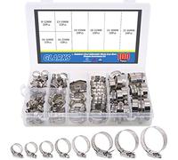 Glarks 100 pezzi regolabili 8-44 mm gamma 304 in acciaio inox vite senza fine kit assortimento di morsetti per tubo dell'acqua, idraulici, applicazioni automobilistiche e meccaniche