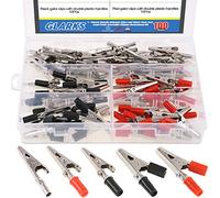 Glarks 100pcs 3 Style 5,3 cm/53 MM di metallo a coccodrillo coccodrillo test elettrico morsetti assortimento kit per test di laboratorio, 50PCS con rosso nero plastica mani e 50PCS no Cap
