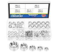 Glarks 100pcs M3 M4 M5 M6 M8 Kit di dadi auto-serratura, dadi a rivetti a testa rotonda in acciaio inossidabile 304, fissaggio a dadi auto-serratura arrotolato per macchinari prodotti elettrici