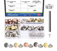 Glarks 102Pz 5 Colori Jean Buttons Kit di Ricambio, 100 Set No Cucire Nailess Pulsanti in Metallo Rimovibili Snap Tack Pulsanti con 2 Strumenti di Fissaggio Kit per Pantaloni, Jeans, Giacche, Cinture