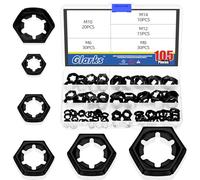 Glarks 105pcs M6 M8 M10 M12 M14 Kit di assortimento dei dadi di bloccaggio Push On, 65Mn dadi di spinta esterni in acciaio, dadi di bloccaggio rapido della velocità