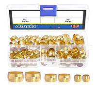 Glarks 105Pcs Tubo OD 1/4 "3/8" 1/2" Maniche di Compressione in Ottone Ferrule, 3 Dimensioni Ottone Raccordo Assortimento di Compressione Kit