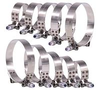 Glarks 10Pcs 5 misure 38-94mm acciaio inossidabile T-Bolt Fascette Turbo Aspirazione Tubo morbido Intercooler Morsetti Assortimento Set