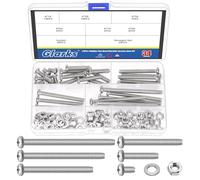 Glarks 114pcs M6 x 10/30/50/60/70/80mm Pan Head Phillips Set di viti a macchina, 304 acciaio inossidabile, completamente filettato, viti a testa croce d'argento bulloni con dadi e rondelle