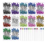 Glarks 1200 spilli da cucito dritti da 3,8 cm, spilli dritti con teste colorate 12 colori teste a sfera perlate spilli per quilting per sarta, gioielli decorazione fai da te