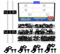 Glarks 120pcs 5/8/10/12mm morsetto della cinghia del tubo, nero acciaio al carbonio 2 fori cinghia rigido resistente del tubo della staffa U della cinghia del tubo del morsetto del gancio del tubo di