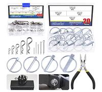 Glarks 121 forcine e coppiglie resistenti con clip a R Set di perni in acciaio al carbonio e 304 forcine per capelli in acciaio inossidabile con pinze a becco ad ago per automobili, automobili e camion