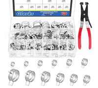 Glarks 121Pcs 12 misure 7-22mm molla tipo clip carburante silicone vuoto tubo morsetto a bassa pressione aria clip morsetto assortimento kit con 1pc girevole piatto fascetta pinza morsetto pinza