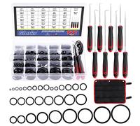 Glarks 1234 pezzi 32 misure Metric O-Ring Assortment Kit Including 1225pcs Nitrile NBR Rubber Washer,8pcs Long and Short Hooks and 1pc Tool Bag for Plumbing, Gas, Automotive and Faucet Repair