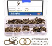 Glarks 125 portachiavi in bronzo, tra cui clip portachiavi con catena, chiusure a moschettone, portachiavi e anelli di salto per la creazione di portachiavi e gioielli artigianali
