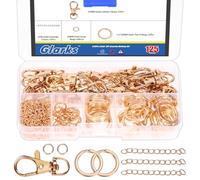 Glarks 125pcs Golden Keychain Making Kit, portachiavi Craft Forniture tra cui portachiavi clip con catene, moschettoni, portachiavi e anelli di salto per gioielli Craft Making