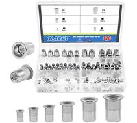Glarks 126Pcs 304 Acciaio Inox M3 M4 M5 M6 M8 M10 Testa Piatta Filettata Rivetnut Inserto Nutsert Rivetto Dado Assortimento Kit