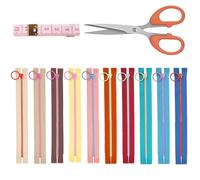 GLARKS 12pz. Set di cerniere in nylon e resina da 15cm/6in con tiraggio ad anello, 10 colori cerniera a spirale con estremità chiusa, tiraggio ad anello in lega di zinco, forbici, nastro di