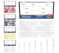Glarks 130pcs 7 dimensioni Rivetti ciechi in alluminio bianco, Pop rivetto in acciaio mandrino in alluminio, Pop rivetti assortimento Kit, Grandi rivetti flangia per metallo, Mobili, Automotive