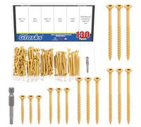 Glarks 131 viti da 20 x 3 cm, 20 x 5 cm, 20 x 5 cm, 22 x 7 cm, 25 x 7 cm, include 130 viti a testa piatta Torx a stella e 1 punta per trapano Torx T25, viti per legno per pavimenti esterni per legno