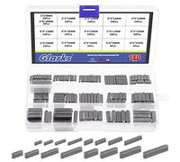 Glarks 140 pezzi 16 misure chiave stock assortimento kit di chiavi 8 mm 10 mm 12 mm 16 mm 20 mm 25 mm 30 mm liscio tondo estremità piuma chiave parallela albero di trasmissione chiavi set