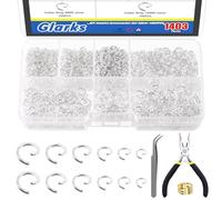 Glarks 1403Pcs 10mm 5mm 4mm 7mm 8mm Kit di anelli a molla aperti, anelli tondi in ferro, connettori per gioielli senza nichel, anelli a O in argento per la fabbricazione di gioielli e riparazione di