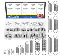Glarks 150 molle di estensione in acciaio inox con doppio gancio, 15 misure, piccole molle di tensione a molla, assortimento di fili per macchine edili industriali