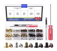 Glarks 150 Set 8x6mm Testa Piatta Chicago Viti Pulsanti Assortiti Kit 5 Colori Rivetti In Pelle Vite per Pelle Crafting Abbigliamento Scarpe Cinture Borse