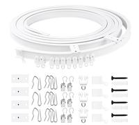 Glarks 155 pezzi 5 m bianco pieghevole tenda da soffitto curvo kit assortimento di tende da soffitto, con 40 ganci per tende da 3,5 cm, 40 clip per tende a forma di U a forma di L tende da doccia a